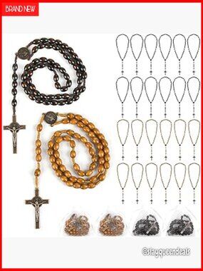 30 Wooden Rosary Beads Bulk Catholic Rosaries with Crucifix